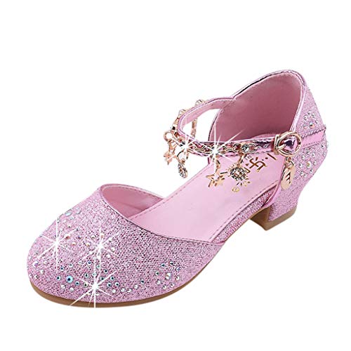 Zapatillas niña LANSKIRT Sandalias de Vestir para niña de Lentejuelas de Cristal para niñas pequeñas bebés Princesa solteras Zapatos Zapatos de tacón Cuadrado Pantuflas Calzado