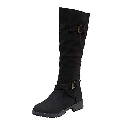 Zapatos de Mujer, ASHOP Casual Planos Loafers Mocasines de Puntera otoño Invierno Botas de ejército de Combate Militar Zip Punk de para Mujer (Negro,EU 41)