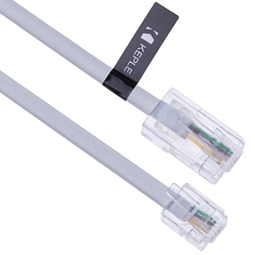10m RJ11 a RJ45 Cable Módem Ethernet Teléfono de Datos ADSL Parche Banda Ancha Alta Velocidad BT Conexión a Internet 6P4C to 8P8C Piso de Extensión Compatible con Módem, Enrutador, Línea Fija (Blanco)