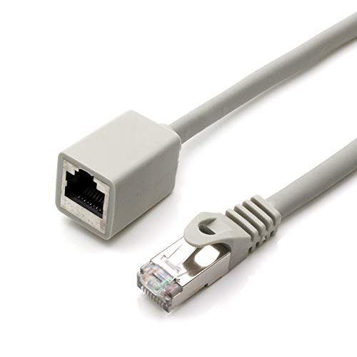 1aTTack.de 677606 Adaptador de extensión CAT7 Cat.7-1m - Cable Ethernet Cable de Red Lankabel Cable Crudo de 10 GB/s con Enchufe RJ6 Cat6a 1 Pieza - Gris