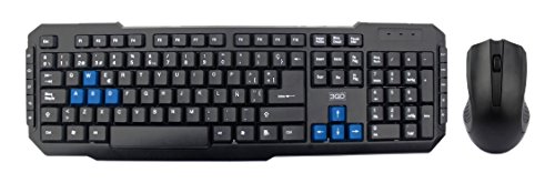 3GO COMBODRILE - Teclado multimedia de 115 teclas (formato Windows) + ratón con scroll y 2 botones (1000dpi y más de 5.000.000 veces), QWERTY