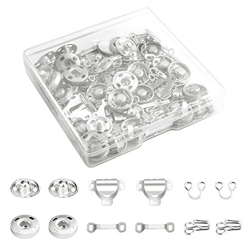 50 Pares 3 Estilos Kit de Cierres de Ganchos y Ojos de Costura para Pantalones, Falda, Vestido, Sujetador, Manualidades DIY - Plateado 50 Pares 3 Estilos Kit de Cierres de Ganchos y Ojos de Costura para Pantalones, Falda, Vestido, Sujetador, Manualidades DIY - Plateado