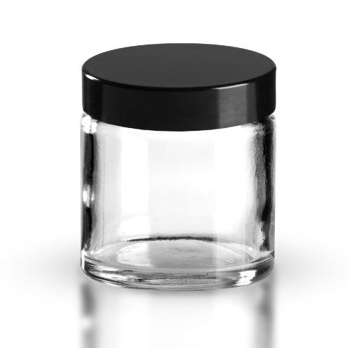 5x TRANSPARENTE Tarro de cristal 60ml/salbentiegel / cremetiegel con Rosca Top Tapa con negro baquelita 51 mm/ R3
