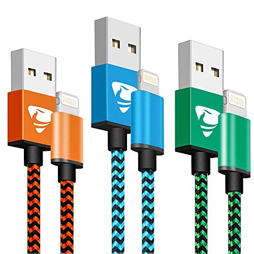 Aioneus Cargador iPhone Carga Rápida MFi Certificado Cable iPhone 2M 3 Pack Cable Lightning Trenzado Nylon Movil Cables Cargador para iPhone 11 Pro MAX XR XS MAX X 10 8 7 6s 6 Plus 5s 5 SE, iPad Aioneus Cargador iPhone Carga Rápida MFi Certificado Cable iPhone 2M 3 Pack Cable Lightning Trenzado Nylon Movil Cables Cargador para iPhone 11 Pro MAX XR XS MAX X 10 8 7 6s 6 Plus 5s 5 SE, iPad