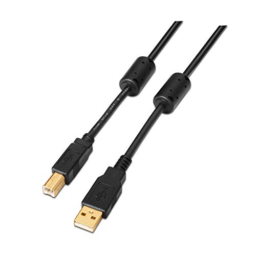 AISENS A101-0009 - Cable USB 2.0 Impresora con ferrita de 2 m, Color Negro