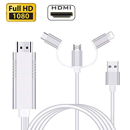 AMANKA Adaptador Cable HDMI,1080P Adaptador 3 in 1 AV Digital Convertidor Telefono a HDMI Adaptador para Teléfono a Monitor de Proyector de TV Compatible con Huawei/Samsung Galaxy Note/Sony y Más