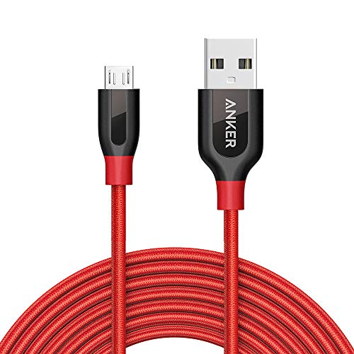 Anker PowerLine+ Cable Micro USB con cinta de cable y doble trama de nylon, Rojo, 3 m