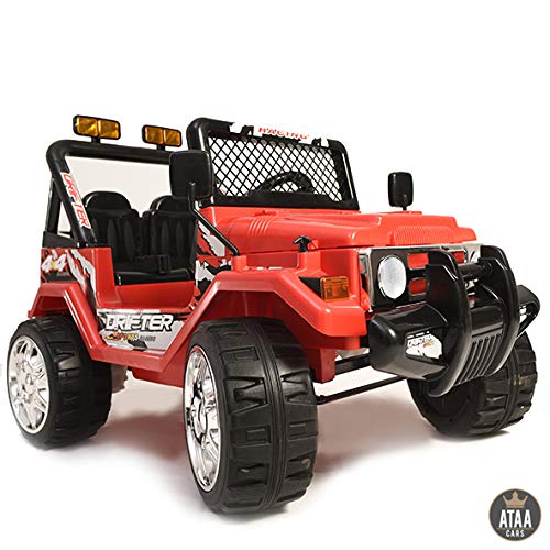 ATAA Coche eléctrico para niños Estilo Jeep 4x4 Wrangler Dos plazas 12v - Rojo