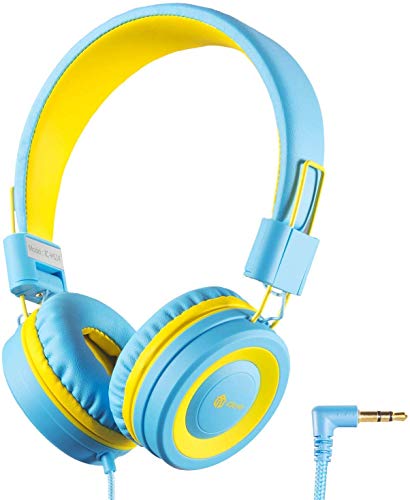 Auriculares para niños, iClever Auriculares con Cable para niños, Diadema Ajustable, Sonido estéreo, Plegable, Cables Que no se enredan, conexión Jack Auxiliar de 3.5 mm