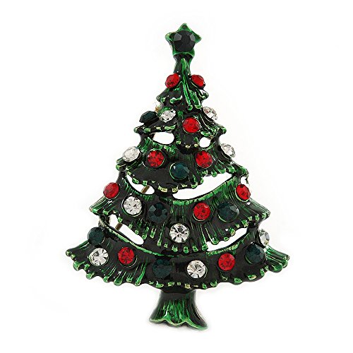 Avalaya - Broche para árbol de Navidad (esmaltado, chapado en oro, 45 mm)