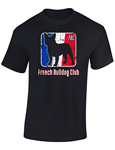 Baddery Camiseta: French Bulldog Club/Bulldog francés/Perro/Mascota/T-Shirt Unisex/Regalo para los Amantes del Perro (M)