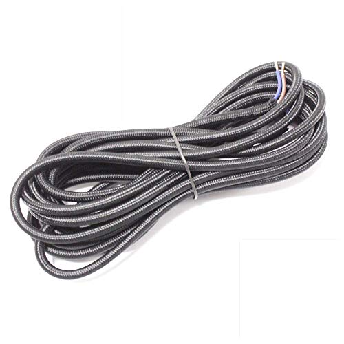 BeMatik - Cable eléctrico Decorativo de Tela 5m 2x0.75mm de Color Negro