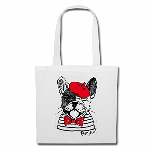 Bolsillo Bolso Bolsa Bulldog francés divertido en FESTIVA ROPA INGLÉS BULLDOG CACHORROS BULLDOG FRANCES DOGOS Bolsa de deporte Bolsas de Blanco