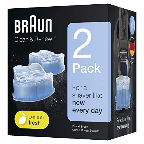Braun Clean&Renew Cartuchos de recarga para afeitadora eléctrica hombre, 2 unidades, compatibles con todos los centros SmartCare Y Clean&Charge