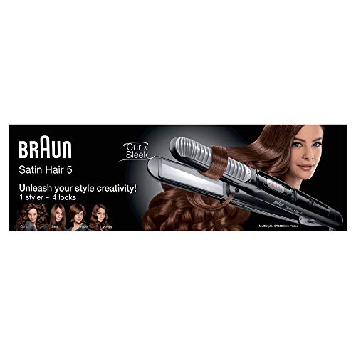 Braun Satin Hair 5-ST 550 - Plancha de pelo, 4 estilos, función de alisador y rizador, color negro