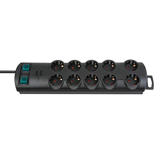 Brennenstuhl Primera-Line regleta enchufes con 10 tomas corriente y 2 interruptores individuales (cable de 2 m, interruptor iluminado, montable) negro Brennenstuhl Primera-Line regleta enchufes con 10 tomas corriente y 2 interruptores individuales (cable de 2 m, interruptor iluminado, montable) negro