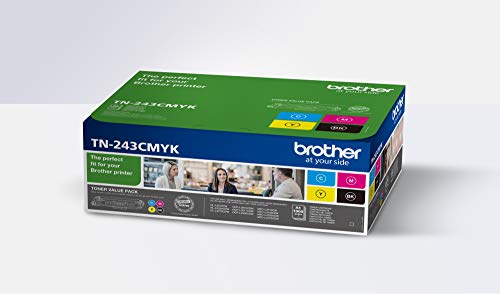 Brother TN-243CMYK - Pack 4 tóner (BK/C/M/Y), duración 1.000 según ISO/IEC 19798, compatible con HLL3210CW, HLL3230CW, HLL3270CW, DCPL3510CW, DCPL3550CW, MFCL3710CW, MFCL3750CW, MFCL3770CDW