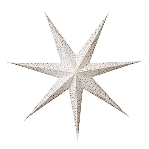 Bungalow Star - Estrella Decorativa de Papel, Estrella de Navidad, Estrella de Estrellas, diámetro de 80 cm, Color Plateado y Blanco, para Abrir