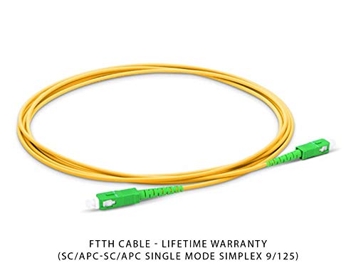 Cable de Fibra Óptica para Router - Latiguillo Monomodo FTTH - 9/125 OS2 - SC/APC-SC/APC Simplex - Compatible 99% Operadores Movistar Jazztel Vodafone Orange Amena Masmovil Yoigo (1 M)