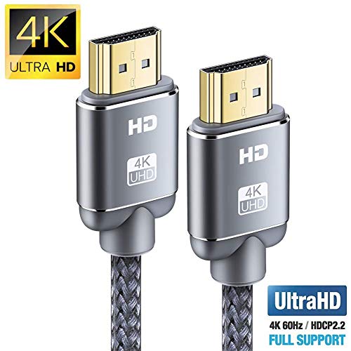 Cable HDMI 4K 0.9m-Snowkids Cable HDMI2.0 de Ultra Alta Velocidad 18Gbps Cable Trenzado de Nylon 4K a 60Hz para Fire TV, 3D,Función Ethernet, Video 4K UHD 2160p, HD 1080p-Xbox 360 PS4 - Gris