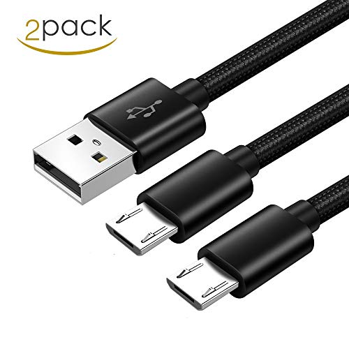 Cable PS4,Cable de Carga Para Mando Nacon PS4/Playstation 4/PS4 Slim/PS4 Pro/DualShock 4,Xbox One/One S/One Elite/One X,Trenzado de Nylon Cargador Micro USB 3M 2 Pack Carga Rápida y Sincronizació