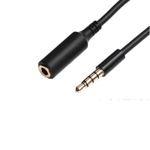 CABLEPELADO Cable alargador Jack 3.5 mm con microfono 4 Pines (5 Metros, Negro)
