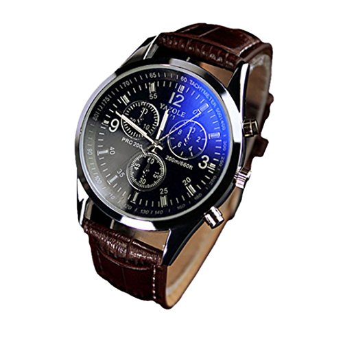 Chianrliu Luxus - Reloj analógico de cuarzo para caballero, color marrón y azul
