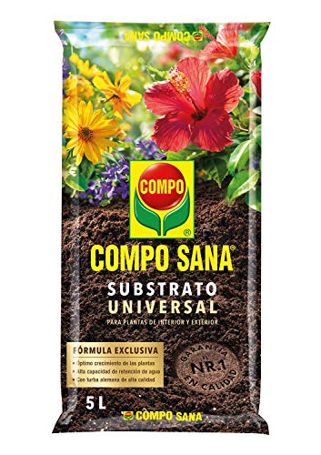 Compo Sana Substrato Universal de calidad para macetas con 12 semanas de abono para plantas de interior, terraza y jardín, Substrato de cultivo, 5 L, 37 x 23 x 5.5 cm, 8.41106E+12 Compo Sana Substrato Universal de calidad para macetas con 12 semanas de abono para plantas de interior, terraza y jardín, Substrato de cultivo, 5 L, 37 x 23 x 5.5 cm, 8.41106E+12
