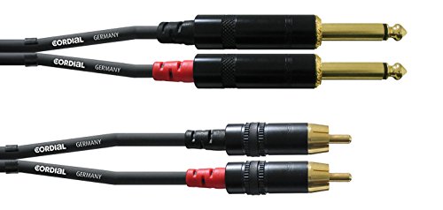 Cordial CFU 1,5 PC - Cable RCA a jack (6.3 mm, mono, 1.5 m), color negro
