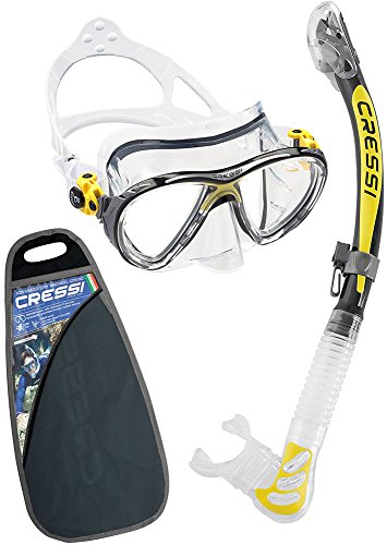 Cressi Big Eyes Evolution & Kappa Ultra Dry Schnorchel - Pack de snorkel ( tubo y gafas), color amarillo