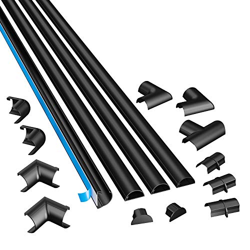 D-Line Mini 3015KIT002 | Canaletas Adhesivas de PVC para Cables | Multipack de 4 Piezas (30x15mm) de 1 Metro de Longitud en Color Negro | Solución para organizar, Proteger y Cubrir Cables