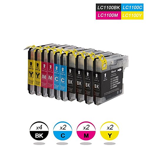 DOREE 10 multiPack LC1100 Cartucho de Tinta Compatible para Brother MFC-290C, MFC-490CW, MFC-5490CN, DCP-145C, DCP-165C, DCP-185C, DCP-6690CW, MFC-6490CW