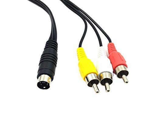 Duttek - Cable adaptador de audio mini DIN S-Video macho de 4 pines a macho 3 RCA, cable adaptador para DVD, TV, vídeo (1,5 m), color negro Duttek - Cable adaptador de audio mini DIN S-Video macho de 4 pines a macho 3 RCA, cable adaptador para DVD, TV, vídeo (1,5 m), color negro
