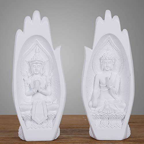 FYH-hom Molde de Estatua de Buda Tallado en Resina Religiosa para la decoración del hogar,Blanco