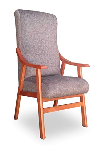 Gasten a gusto Sillón/Silla con Brazos de Madera Cerezo. - Tela Antimanchas. (Medidas 119 * 55 * 68 cm). Especial para Espalda Recta o Personas Mayores. (geriátrico) Gris Gasten a gusto Sillón/Silla con Brazos de Madera Cerezo. - Tela Antimanchas. (Medidas 119 * 55 * 68 cm). Especial para Espalda Recta o Personas Mayores. (geriátrico) Gris