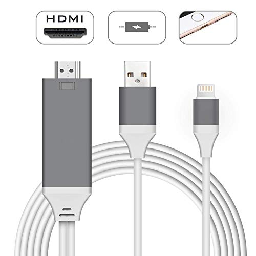 Geabon Phone a Cable Adaptador HDMI, 6.6ft Cable Phone a HDMI, Digital Phone HDMI Cable Soporta HDTV 1080p para Phone XS MAX XR X 8 7 6 Plus 5s 5, Pad, Pod a TV Projector Monitor