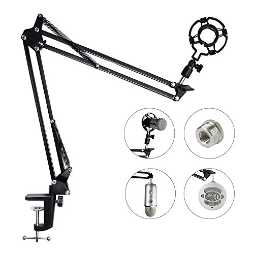 HAUEA Soporte para Micrófono con Araña para micrófonos más de 45 mm Soporte de Micrófono con Adaptador para Blue Yeti Snowball Soporte de Mesa con Brazo Ajustable Color Negro HAUEA Soporte para Micrófono con Araña para micrófonos más de 45 mm Soporte de Micrófono con Adaptador para Blue Yeti Snowball Soporte de Mesa con Brazo Ajustable Color Negro