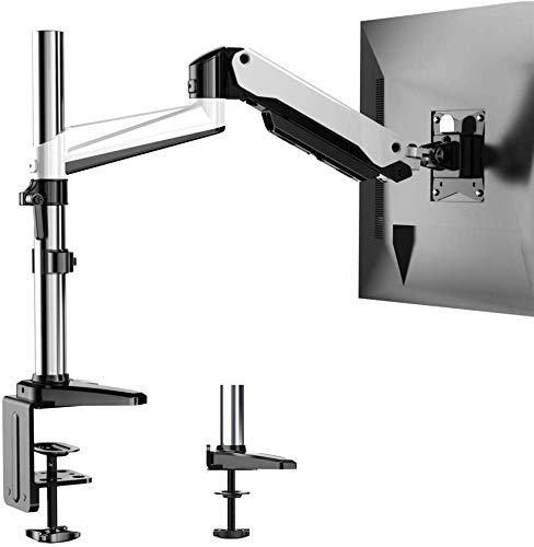 HUANUO Soporte de Monitor de Aluminio Ajustable en Altura, Brazo Giratorio de Resorte de Gas 360 ° para Pantalla de 13 a 32 Pulgadas, 2 Opciones de Montaje