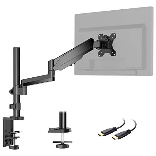 HUANUO Soporte Monitor Ajustable en Altura, Brazo Giratorio de Resorte de Gas 360 ° para Pantalla de 13 a 32 Pulgadas, 2 Opciones de Montaje