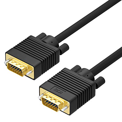 ICZI Cable VGA a VGA con 2 Núcleos de Ferrita Anti Interferencia, 3 Metros, con Conectores chapados en Oro para PC y Pantallas, Monitores