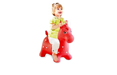 Jamara 460317 - Caballo rojo animal saltarín con bomba - Orejas como soporte