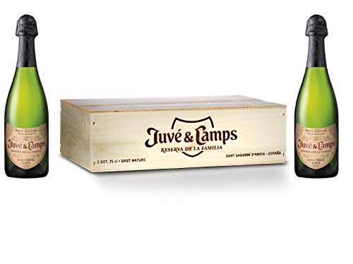 Juvé & Camps - Caja Madera de 2 Botellas de Cava 750 ml Reserva Familia Brut Nature