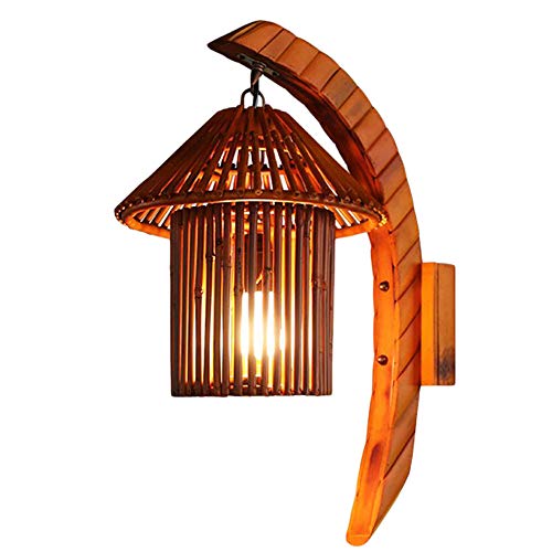 Lámpara De Pared Bambú lámpara de pared creativa del accesorio de iluminación Cafe Corredor Antigüedad del dormitorio Bungalow Inn Vestíbulo lámpara principal de las luces de pared de hierro individua