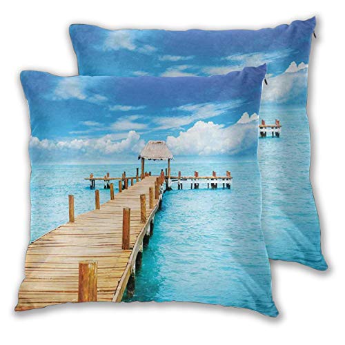 LISNIANY Funda Cojin 2 Fundas,Bungalow en mar Claro Destino del Viaje Playa Paisaje Marino Vista exótica,Muy Suave,Funda de Almohada,Dormitorio y Sala de Estar,con Cremallera LISNIANY Funda Cojin 2 Fundas,Bungalow en mar Claro Destino del Viaje Playa Paisaje Marino Vista exótica,Muy Suave,Funda de Almohada,Dormitorio y Sala de Estar,con Cremallera