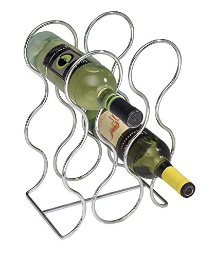 mDesign Botellero para Vino para 6 Botellas – Botellero metálico con aleación de Cromo – Moderno Estante para Botellas para Cualquier Cocina – Soporte para Botellas de Distintos tamaños