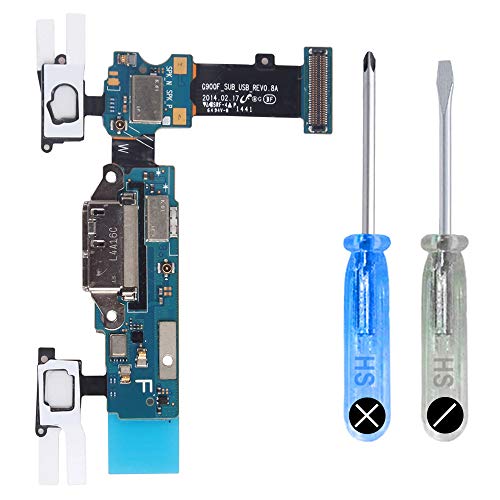 MMOBIEL Conector Dock Cargador Compatible con Samsung Galaxy S5 G900F de Repuesto. Puerto Micro USB Cable Flex con Adhesivo. Incluye Dos Destornilladores y Adhesivos