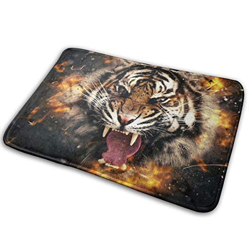 NAB Tapete de Entrada Alfombra de Piso 3D Patrón de Tigre Fresco Estera Interior Franela Antideslizante para Dormitorio Baño Sala de Estar Cocina Hogar Decorat