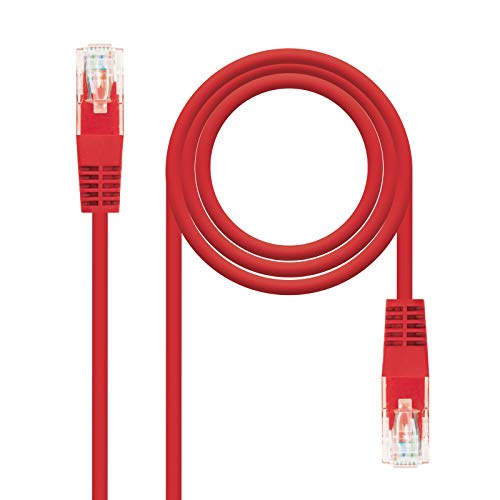 NANOCABLE 10.20.0201 - Cable de Red Ethernet Cruzado RJ45 Cat.5e UTP AWG24, Rojo, latiguillo de 1mts