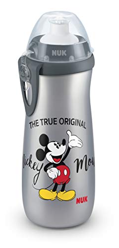NUK 10255415 Disney Mickey Mouse Sports Cup - Botella para niños (a partir de 36 meses, antigoteo, sin BPA, 450 ml), diseño de Mickey Mouse gris gris