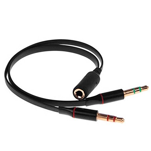 OcioDual Cable Divisor 1 Mini Jack 3.5mm Hembra TRRS a 2 AUX Macho TRS Splitter Y Separador de Audio Micrófono Auriculares Negro